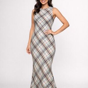 See You Monday Plaid Sleeveless Maxi Dress